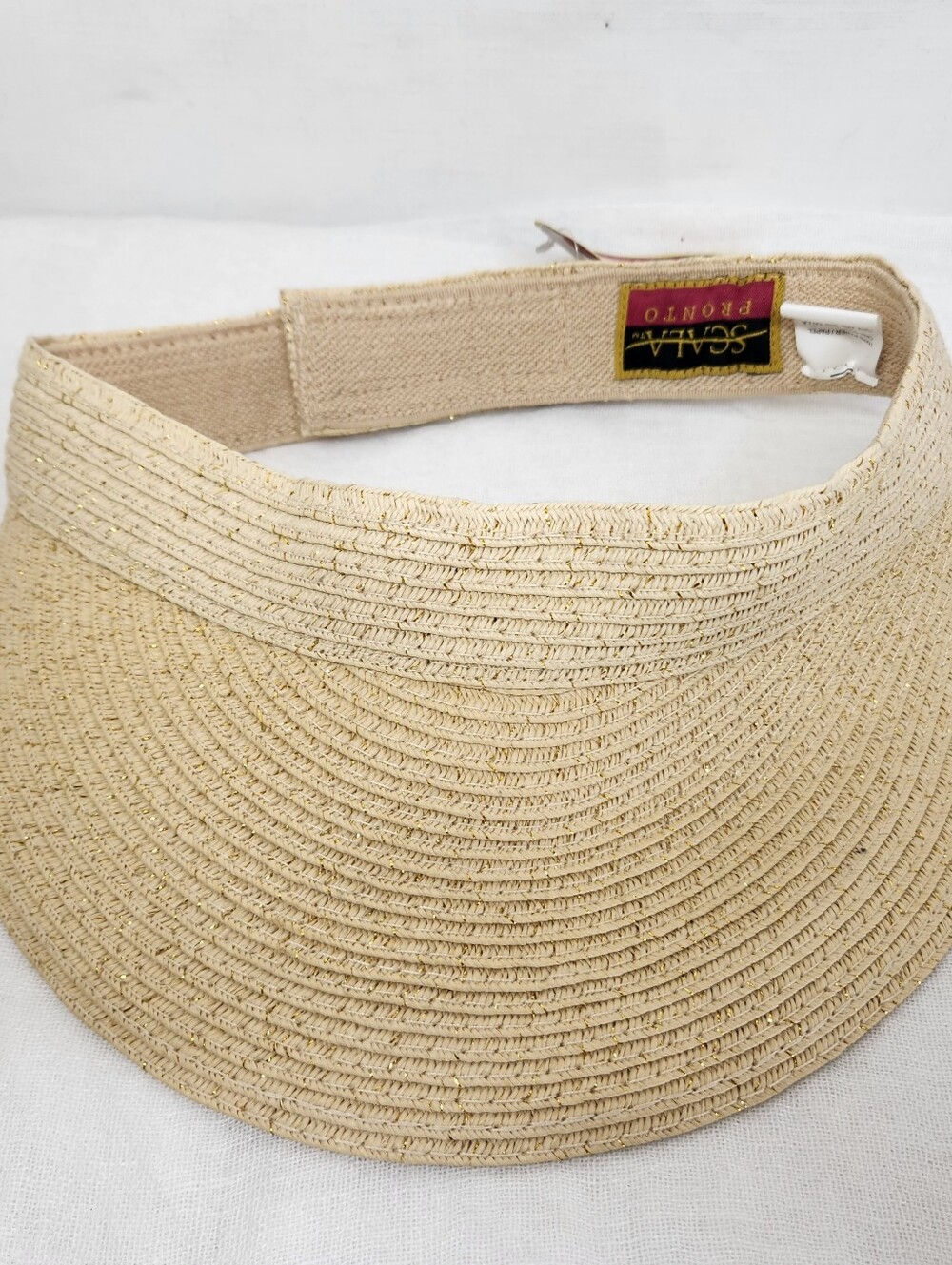 New Scala Pronto Sun Visor Straw Adjustable OS Wide Brim